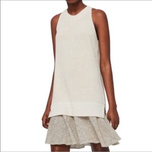 All Saints Cream Smock Dress Peplum Skirt Knit Dress